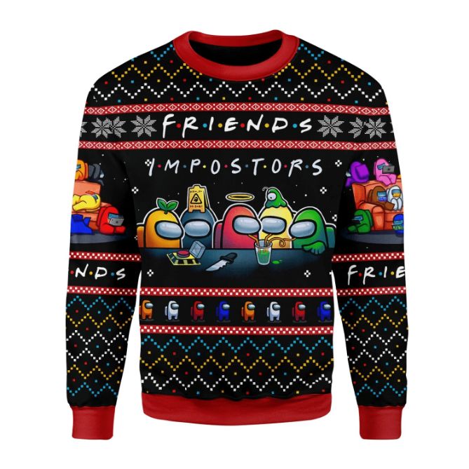 Among Us Imposter Friends Ugly Xmas Wool Knitted Sweater