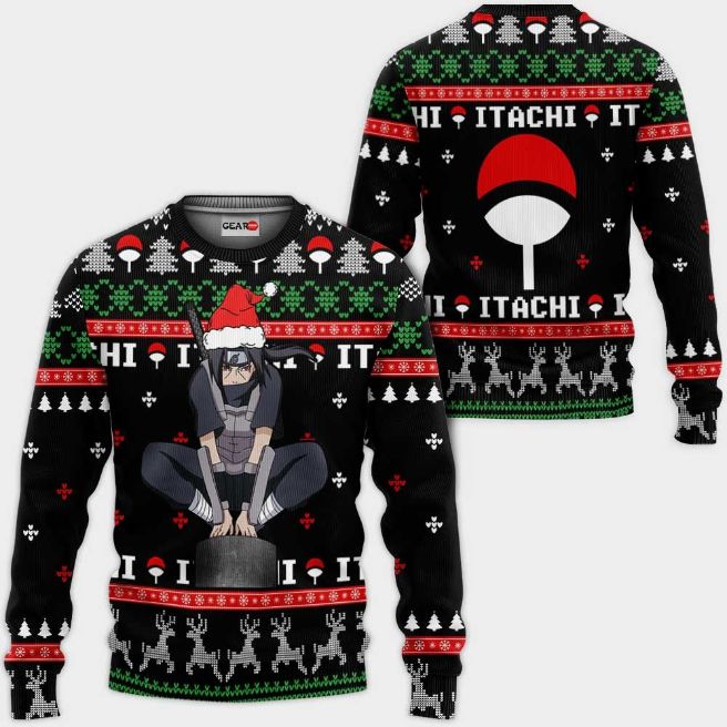 Anbu Itachi Nrt Anime Xmas Ugly Christmas Knitted Sweater