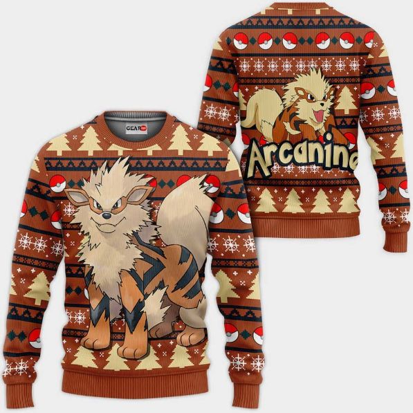 Arcanine Anime Pokemon Xmas Ugly Christmas Knitted Sweater