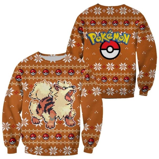Arcanine Pokemon Xmas Ugly Christmas Knitted Sweater