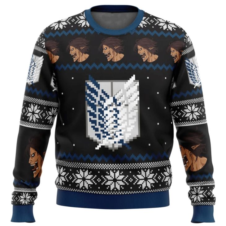 Attack On Titan Anime Citybarks Ugly Xmas Wool Knitted Sweater