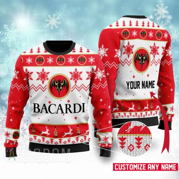 Bacardi Drink Lover Xmas Personalized Xmas Ugly Christmas Sweater