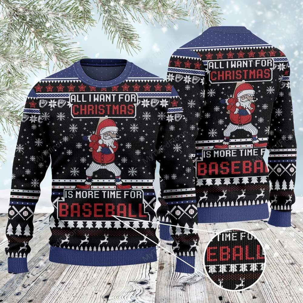 Baseball Lovers Gift All I Want For Christmas All Over Print Ugly Xmas Sweater