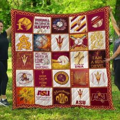 Baseball Ncaa Arizona State Sun Devils Love Quilt Blanket