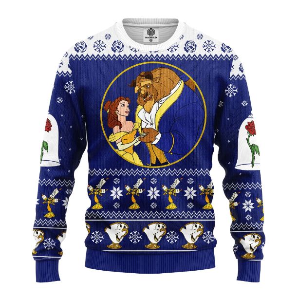 Beauty And The Beast Disney  Ugly Christmas Wool Knitted Sweater