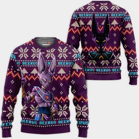 Beerus Anime Dragon Ball Xmas Ugly Christmas Knitted Sweater