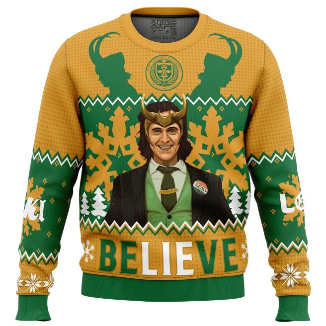 Believe Loki Marvel Ugly Christmas Wool Knitted Sweater