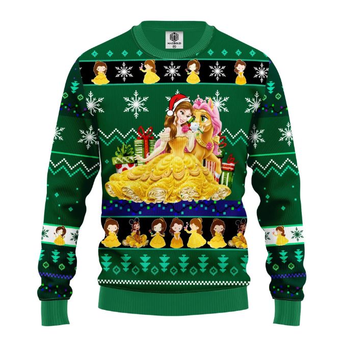 Belle Princess Beauty And The Beast Disney Ugly Christmas Wool Knitted Sweater