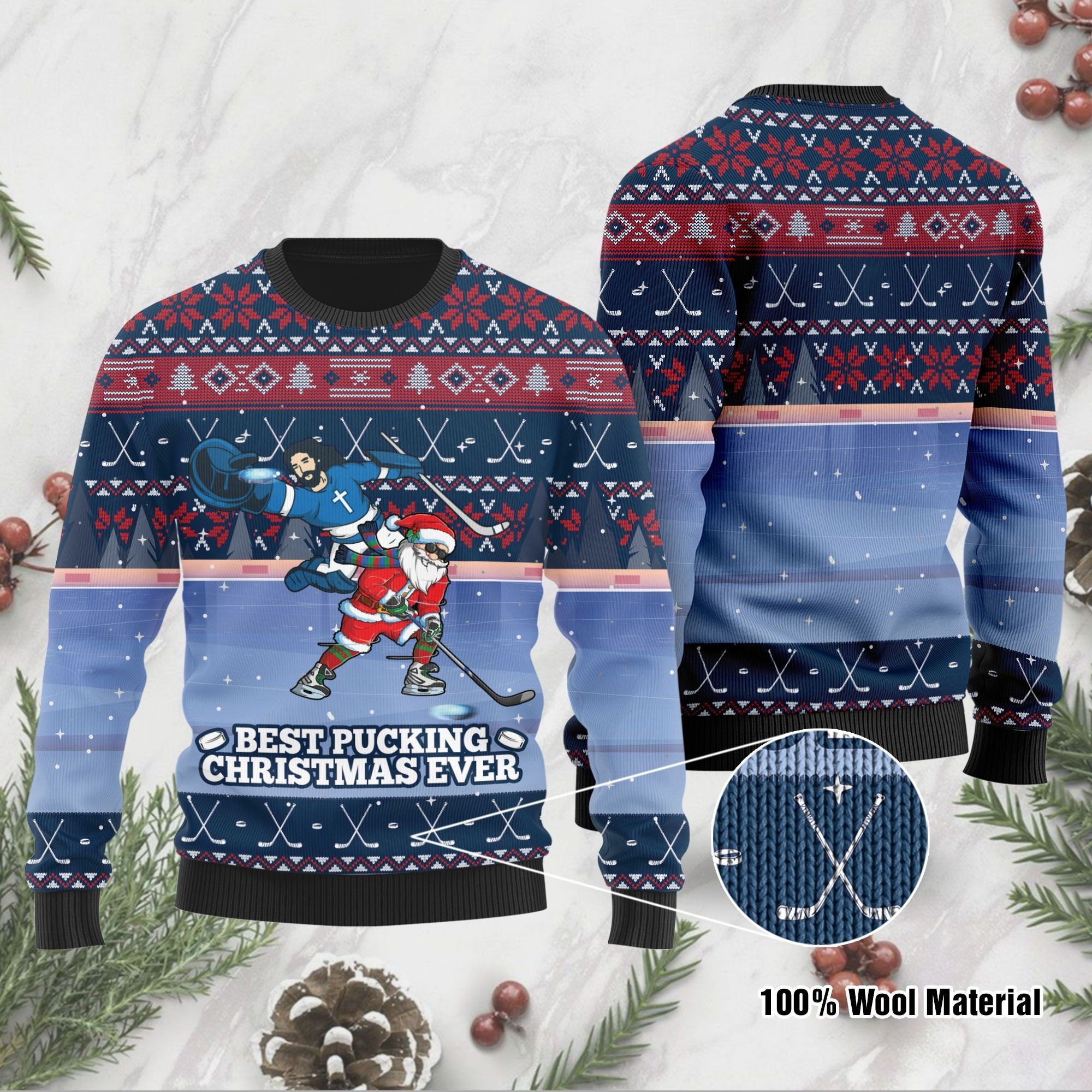 Custom Retro The Mighty Ducks Movie Ice Hockey Ugly Christmas Holiday Wool  Sweater White - WanderGears