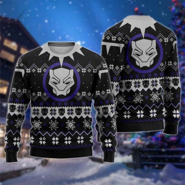 Black Panther Marvel Christmas Ugly Xmas Wool Knitted Sweater