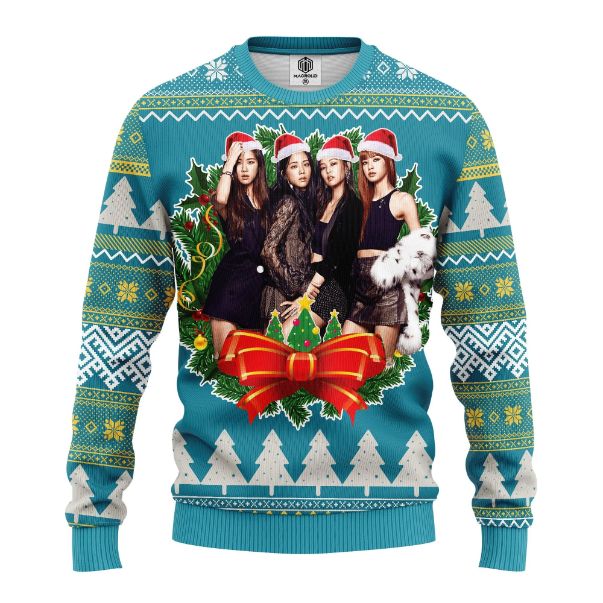 Blue Black Pink Music Band Merry Xmas Ugly Christmas Sweater