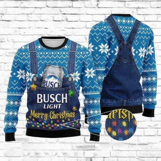 Blue Merry Christmas Busch Light Ugly Knitted Sweater