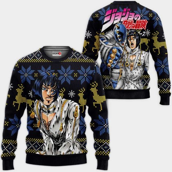 Bruno Bucciarati Anime Jjba Xmas Ugly Christmas Knitted Sweater