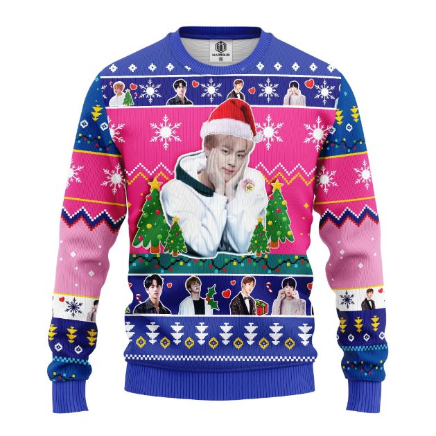 Bts Band Jin Ugly Xmas Wool Knitted Sweater