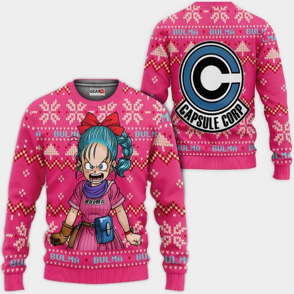 Bulma Anime Dragon Ball Xmas Christmas Ugly Wool Knitted Sweater