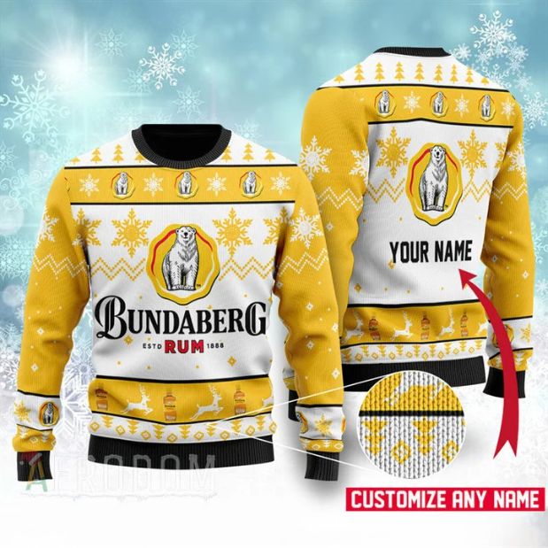 Bundaberg Rum Drink Lover Personalized Xmas Ugly Christmas Sweater