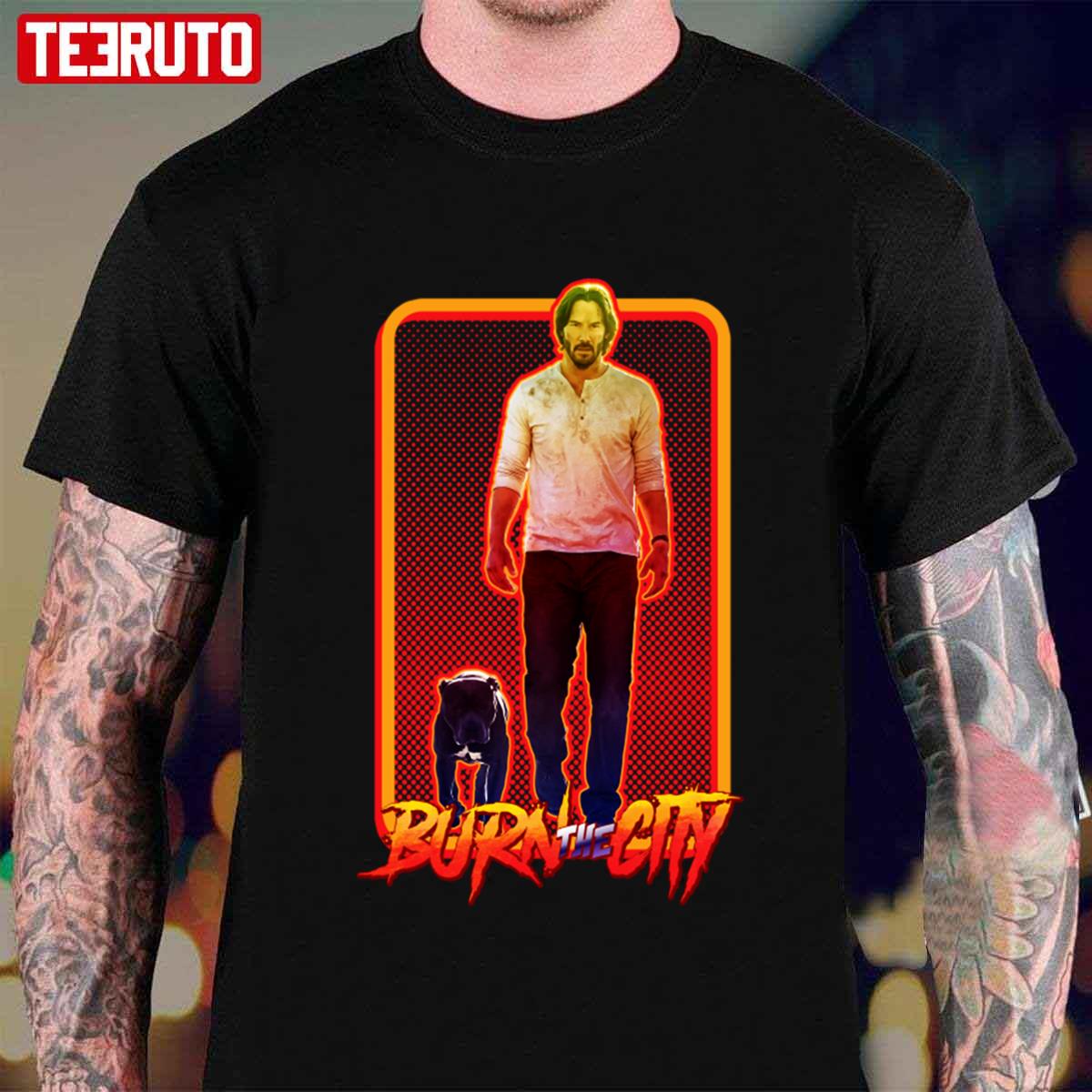Burn The City Keanu Reeves Retro Design Unisex T-shirt