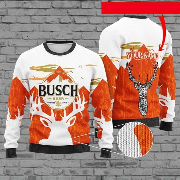 Busch Beer Logo Drink Lover Personalized Xmas Ugly Christmas Sweater