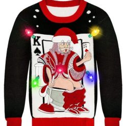 Camlinbo Light Up Men’s Christmas Santa Poker Ugly Knit New Year Eve Holiday Sweater