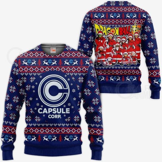 Capsule Corp Anime Dragon Ball Xmas Wool Knitted Ugly Sweater