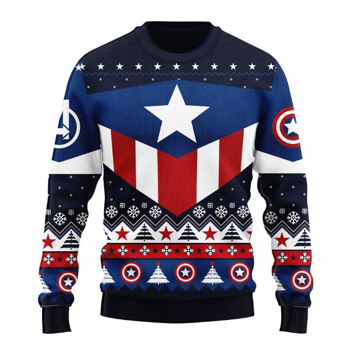 Captain America Xmas Wool Knitted Ugly Sweater