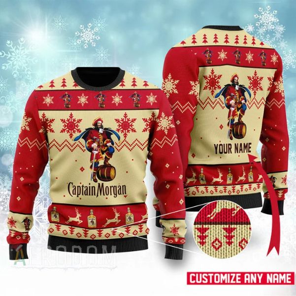 Captain Morgan Drink Lover Personalized Xmas Ugly Christmas Sweater