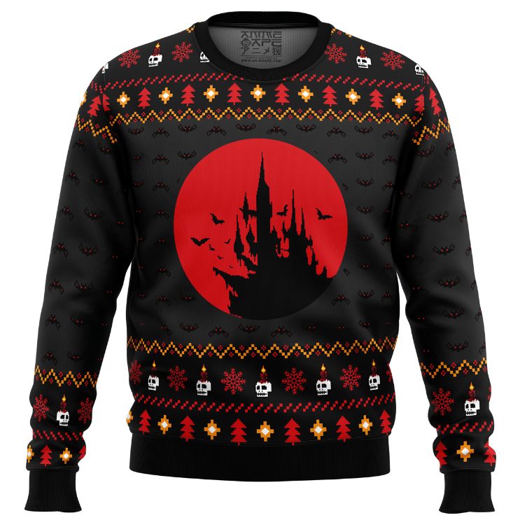 Castlevania Creepy Castle Ugly Xmas Wool Knitted Sweater
