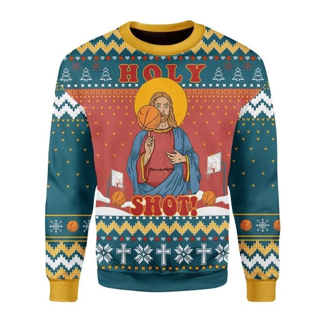 Christ Jesus Holy Shot! Ugly Xmas Wool Knitted Sweater