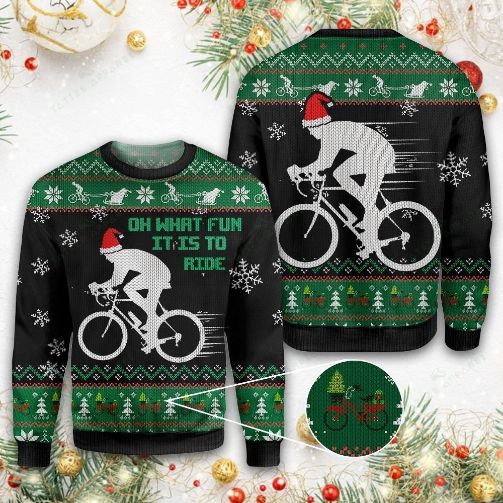 Christmas Cycling Oh What Fun It Is To Ride Ugly Xmas Wool Knitted Sweater