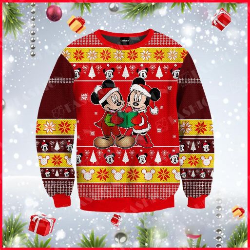 Christmas Gift,  Mickey Mouse Disney Ugly Christmas Wool Knitted Sweater