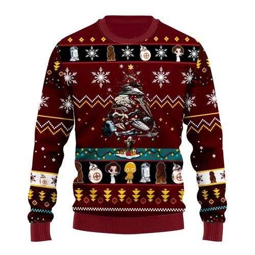 Christmas Star Wars Trips Ugly Xmas Wool Knitted Sweater