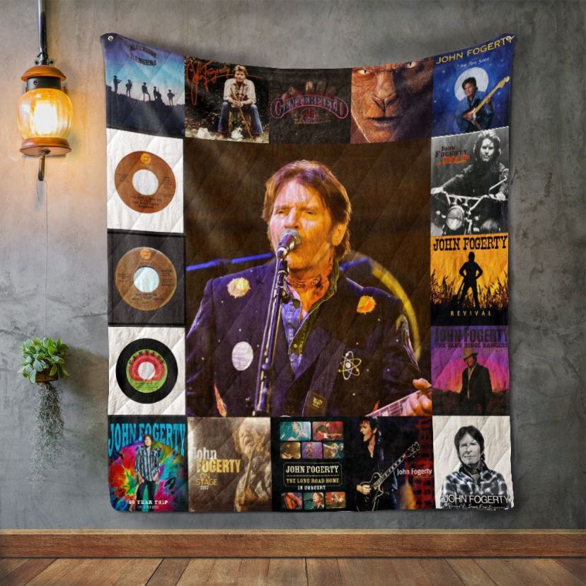 Classic John Fogerty Style Collected Album Covers Quilt Blanket