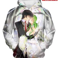 Code Geass Anime Couple Kiss C.C. X Lelouch Cute Poster Hd 3d Aop Hoodie