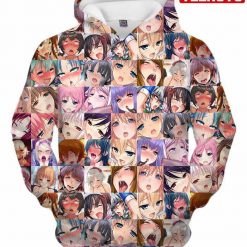 Colored Ahegao Anime Art Hd 3d Aop Hoodie