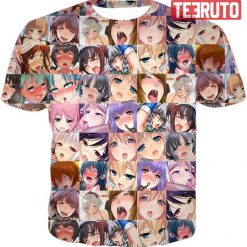 Colored Ahegao Anime Art Tee 3D AOP T-Shirt