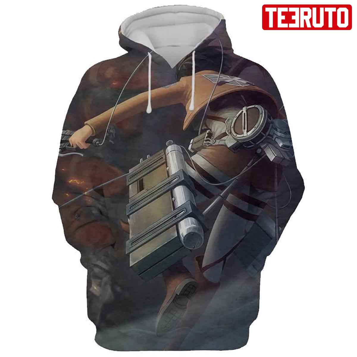 Colossal Vs Mikasa – Attack On Titan Anime Hd 3d Aop Hoodie