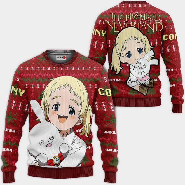 Conny Anime The Promised Neverland Xmas Ugly Christmas Knitted Sweater