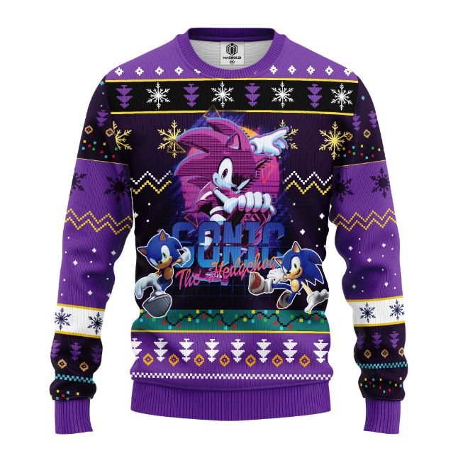 Cool Sonic The Hedgehog Purple Ugly Christmas Sweater