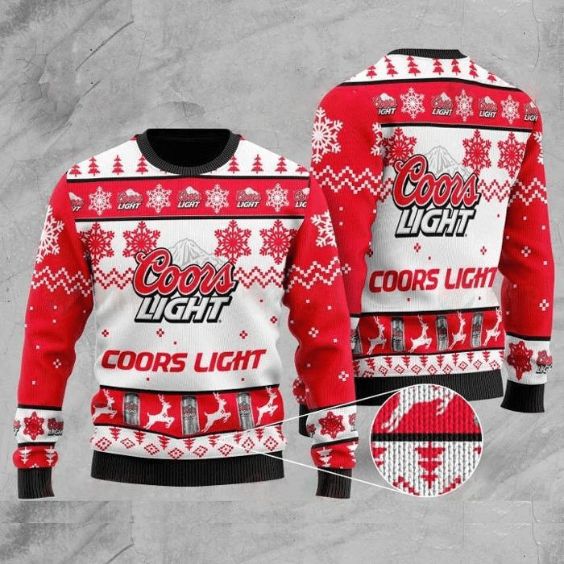 Coors Light Red & White Ugly Wool Knitted Sweater