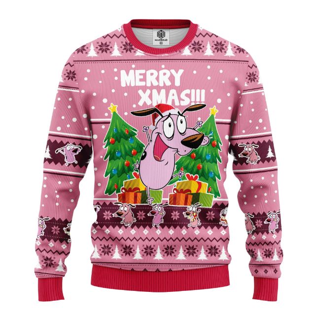 Couage The Cowardly Merry Xmas Ugly Christmas Sweater