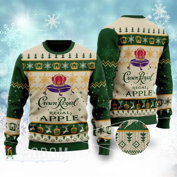 Crown Royal Regal Apple Drink Lover Ugly Xmas Wool Knitted Sweater