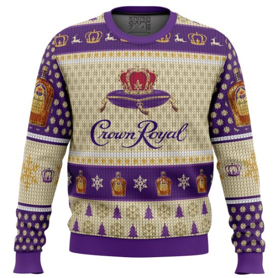 Crown Royal Whiskey Purple Ugly Wool Knitted Sweater