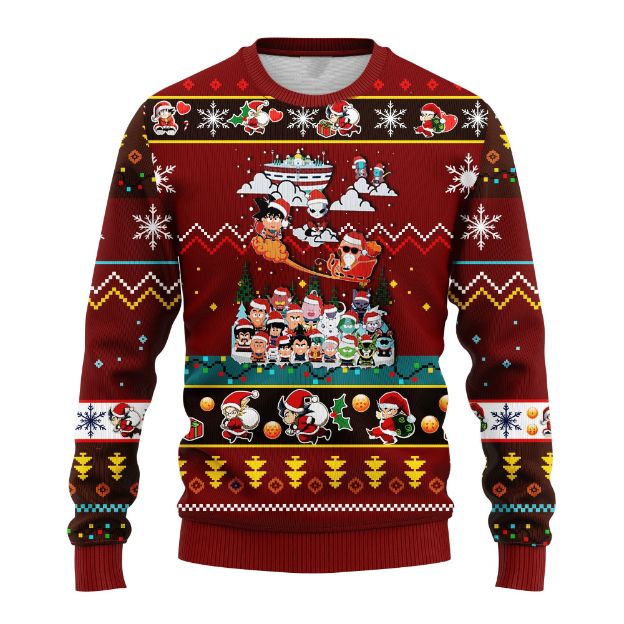 Cute Dragon Ball Anime Characters Xmas Wool Knitted Ugly Sweater