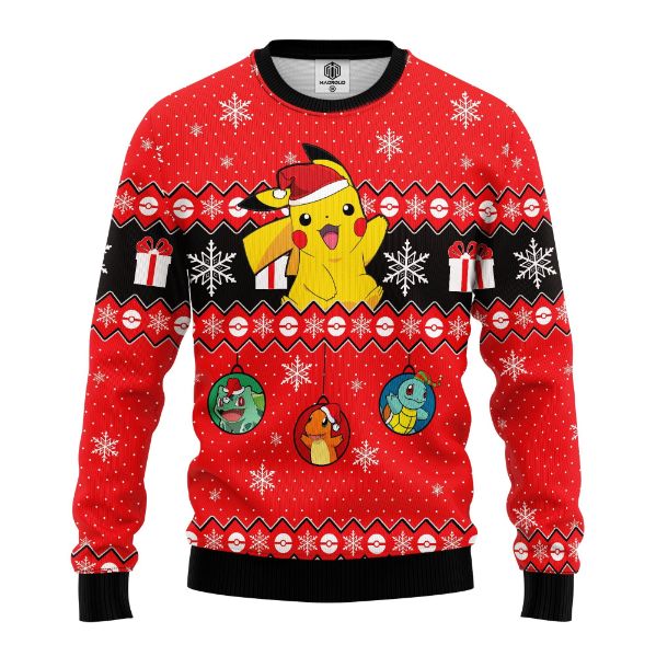 Cute Santa Pikachu Pokemon Merry Xmas Ugly Christmas Sweater