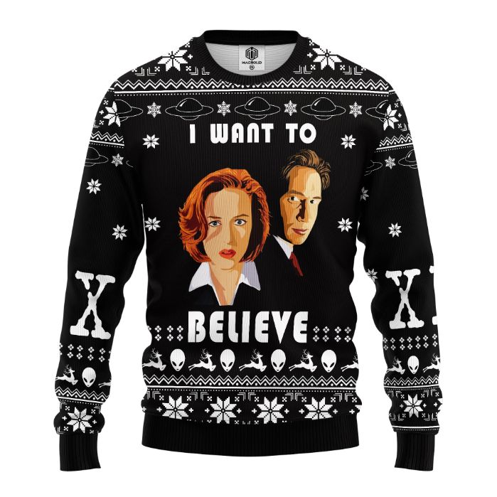 Dana Scully I Want To Believe Ugly Christmas Sweater