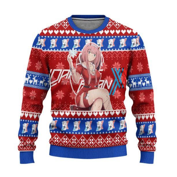 Darling In The Franxx Anime Zero Two Ugly Xmas Wool Knitted Sweater