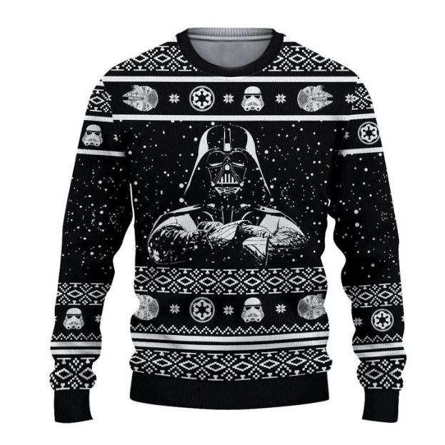 Darth Vader Black Ugly Xmas Wool Knitted Sweater