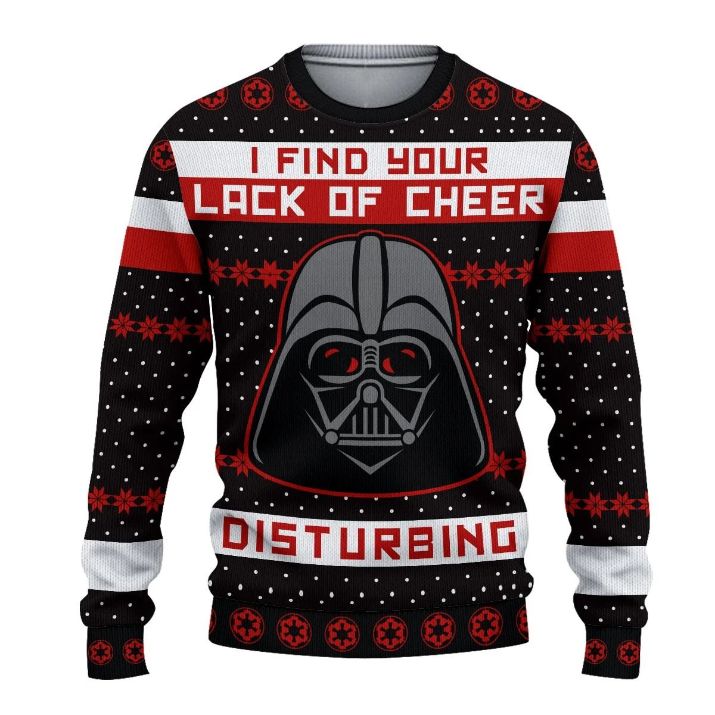 Darth Vader I Find Your Lack Of Cheer Disturbing Ugly Xmas Wool Knitted Sweater