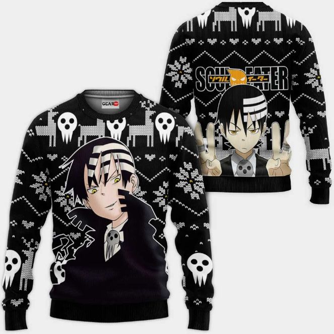 Death The Kid Anime Soul Eater Xmas Ugly Christmas Knitted Sweater