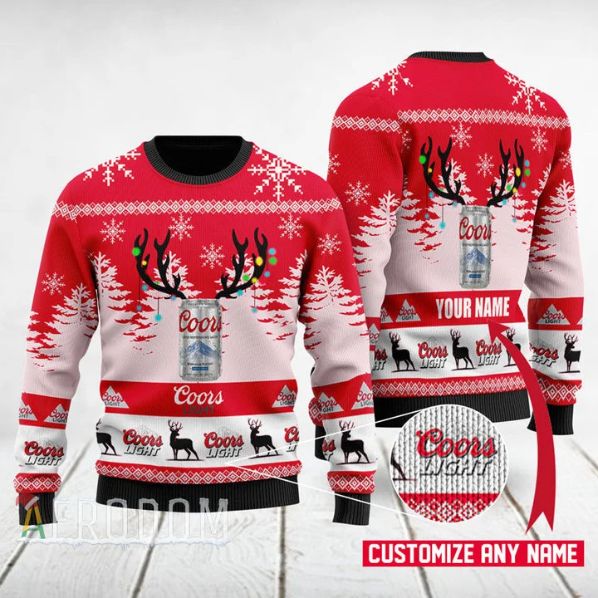 Deer Coors Light Personalized Xmas Ugly Christmas Sweater